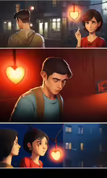 the story of two people is shown in three different images