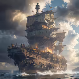 a very large ship floating on top of the ocean