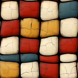a black surface filled with a large pattern of colorful squares