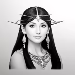 a woman with two swords on her head