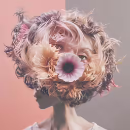 a woman with a flower on her hair
