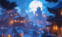 a view of a nighttime town, from the top of a hill