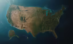 the united states from space showing all the land lines