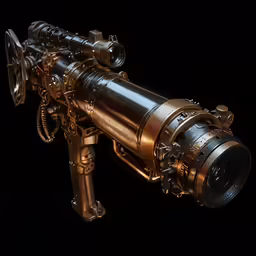 an old, antique and modern gun with black background