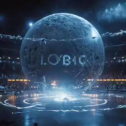 an artistic photo of a giant crystal ball that says, lob - bg