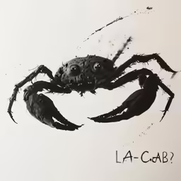 a black and white painting shows a crab