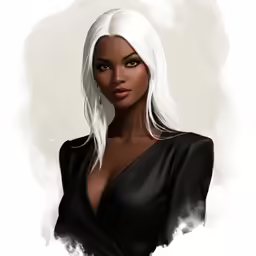 a rendering of the face of a white woman with long hair