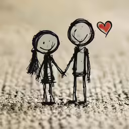 a hand drawn picture of a couple holding hands