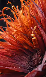 a large orange flower with very many drops of water,close up view of some big and small orange flowers