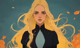 a girl with yellow hair wearing a black shirt and tie