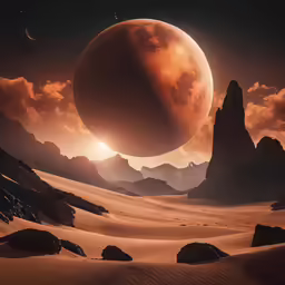 the planet is floating in the middle of a desert