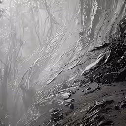 a black and white photo of some trees