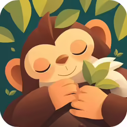 a little monkey hug and hugs a small green plant