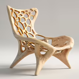 a wood chair with intricate design on the back