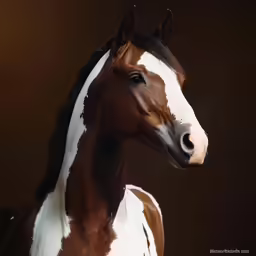 this is a portrait of a horse with dark colors