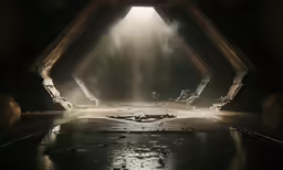 a dark tunnel with lots of light coming from above