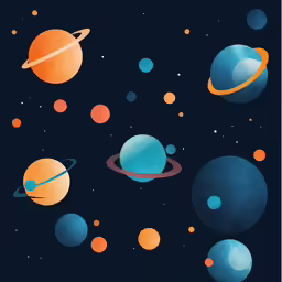 an image of many planets on the outer side of the picture