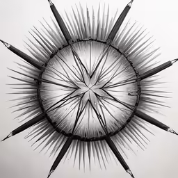 the center of a circular object with long needles