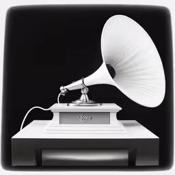 an old fashioned record player and a speaker