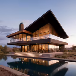 a very nice house is overlooking the lake