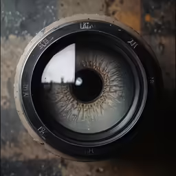the eye is visible inside of the lens