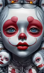 a group of people with clown makeup on them