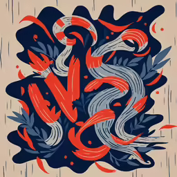 the title for the poster is written in red and blue