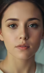 a woman with dark hair wearing a necklace