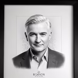 a black and white photo of a man in suit