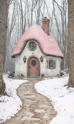 a building made out of clay in the snow