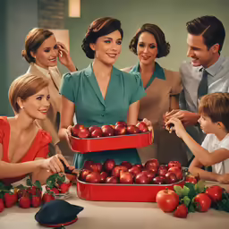 the princess and the duke are surrounded by a bunch of apples