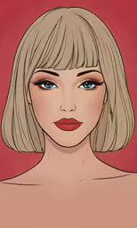 a girl with blonde hair and blue eyes