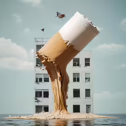 an object is falling from the sky near water