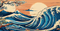 a painting of a large wave in the ocean,an image of a painting that has been framed