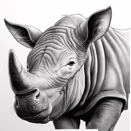 black and white rhino drawing on paper