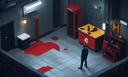 a man stands alone in the midst of an industrial building