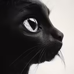 a black cat with light colored eyes looking straight ahead