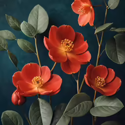 a group of red flowers on top of each other