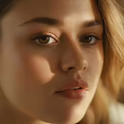 the woman has light brown eyes and a short blonde hair