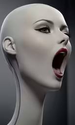 the woman with her mouth open is making a face
