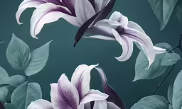 a close up of flowers and leaves with green background