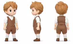 two 3d image of children wearing brown clothes