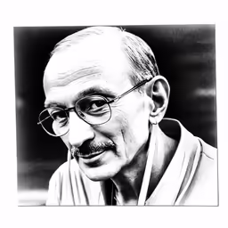 an older man wearing glasses and a mustache