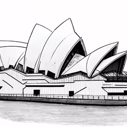 a drawing of the sydney opera house
