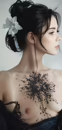 a young lady with flowers in her hair