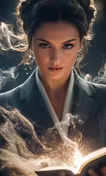 a beautiful young lady holding an open book