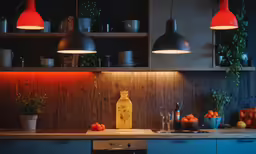 the kitchen is equipped with pots, pans and other items