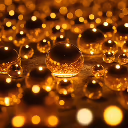 a group of marbles in the middle of a floor with light shining around them