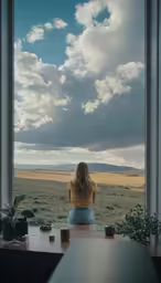 there is a woman that is sitting on a window sill
