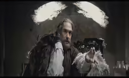a man is holding a camera while wearing a fur jacket